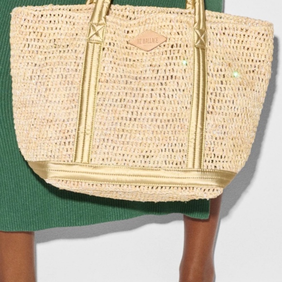 Mz Wallace MEDIUM  Sequin Raffia/Light Gold Pearl Metallic Raffia Tote - Picture 5 of 5